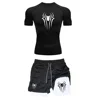 Men's Workout Compression Set Y2K Spider Printed Gym Tshirts Breathable Running Shorts Quick Dry Sports Rash Guard Sportwear Set 2