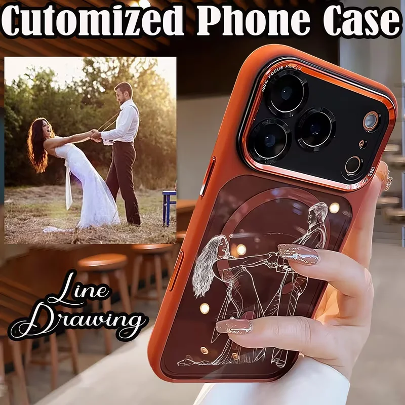 Personalized Customized Personal Friend Photo Sketch Magnetic Wireless Charging Translucen thumbnail 3