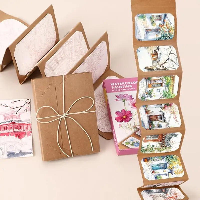 9장/세트 수채화 그림 세트, 두꺼운 수채화 접이식 보관 책(펜 포함), 휴일 생일 선물, 파티 선물