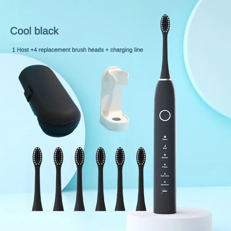 Electric Toothbrush w/ Travel Case Dupont Soft Bristles IPX7 Vibrating 45000 Elegant Portable Sonic Brush Tooth Whitening Adults 360° ultrasonic sonic electric toothbrush for adults u shaped smart tooth brush rechargeable usb blue light whitening waterproof