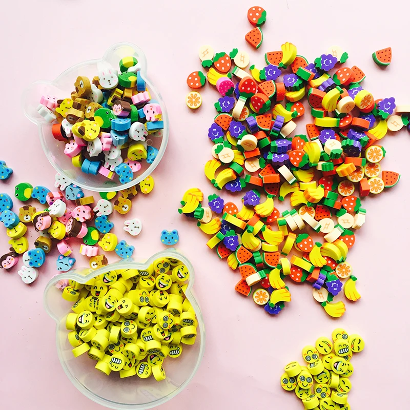 Pencil Eraser 100 PCs Kawaii Animal Erasers for Kids Stationery Supplies