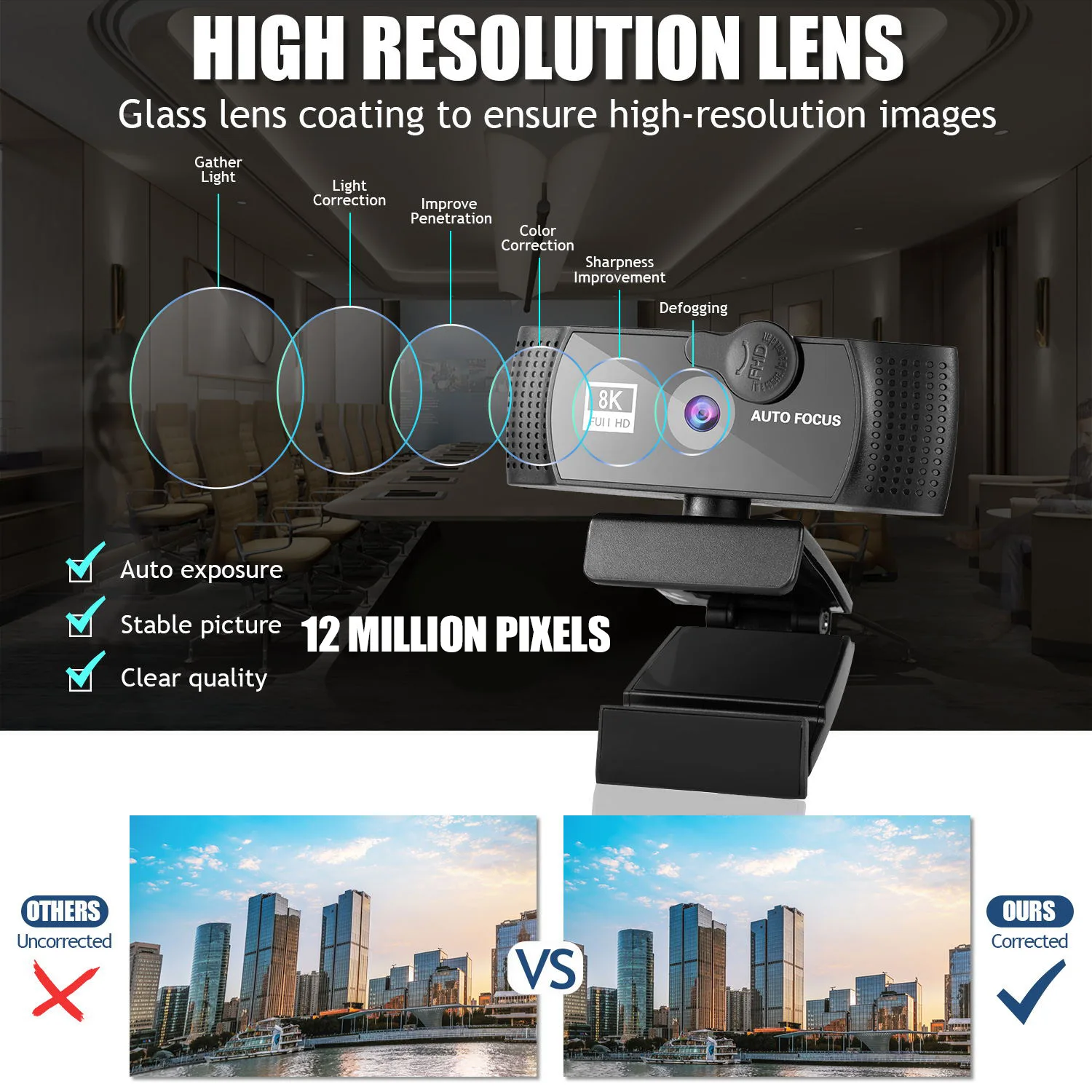 8K Webcam 60FPS 12M 2K 4K Auto Focus Noise-Cancelling Microphone WebCam PC Laptop Video YouTube pc webcam pc web camera computer camera