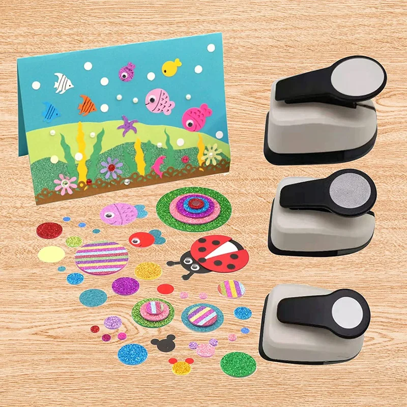 3PCS(5cm,3.8cm,2.5cm) Round shape craft punch set children manual DIY hole  punches cortador de papel de scrapbook Circle punch