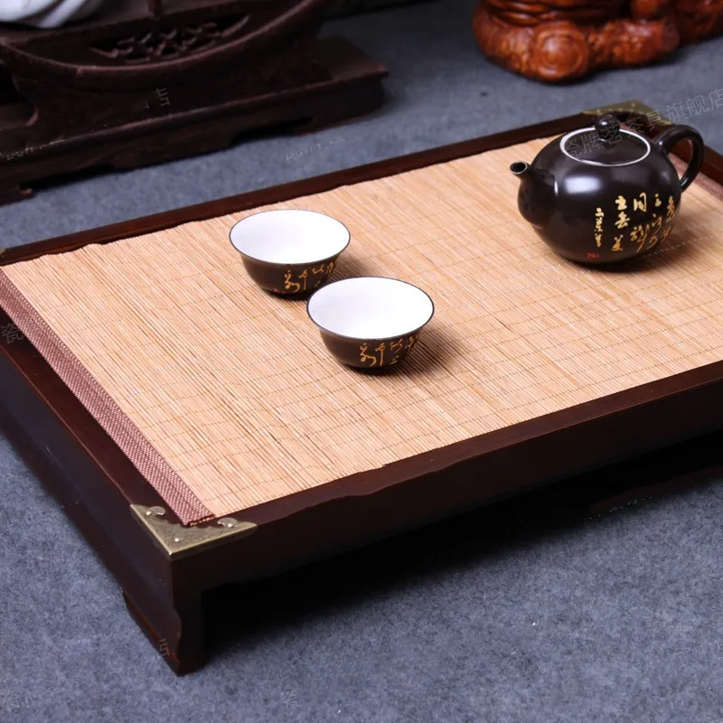 Natural Bamboo Tea Mat Hand-woven Tea Tray Bamboo Curtain Desktop Protective Mat Filter Supplies Chinese Teaware Accessories