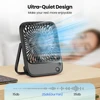 TOPK Desk Table Fan Rechargeable 2000mAh/4500mAh Battery Operated Desktop Fan Silent Thin Personal Fan with Power & Speed Displa 4