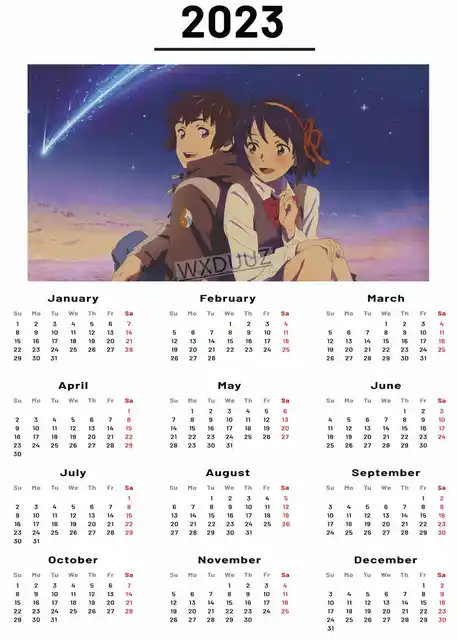 2023 Calendário Mangá Filme Cartaz Anime Filme Estético Seu Nome Casa  Decoração Do Quarto Sala De Estar Cafe Qualidade Cartazes Pintura Da Lona -  Pintura E Caligrafia - AliExpress