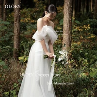 OLOEY Simple A Line Organza Wedding Dresses Off the Shoulder Sleeves Floor Length Bridal Gowns Customised Plain Mariage Korea 1