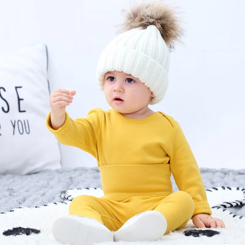0-3 Years Kid Baby Tops+Pant 2-piece Set Cotton Thermal Underwear Suit Boys Girls Neonate Pajama Sleepwear Spring Autumn Clothes