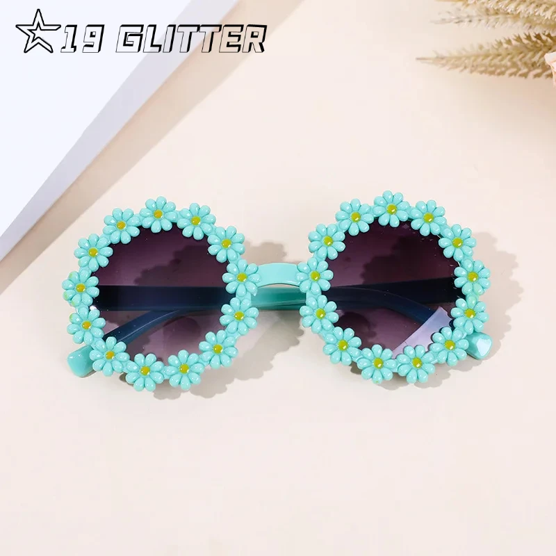 Children Sunglasses Summer Cute Acrylic Flower Outdoor Sun Protection Baby Girls Classic Kids Boy UV400