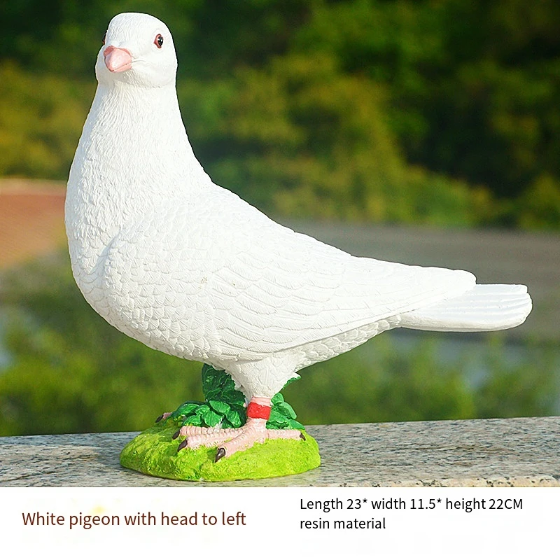ピジョン 置物 ホワイト Resin pigeon miniature landscape ornament white pigeon bird