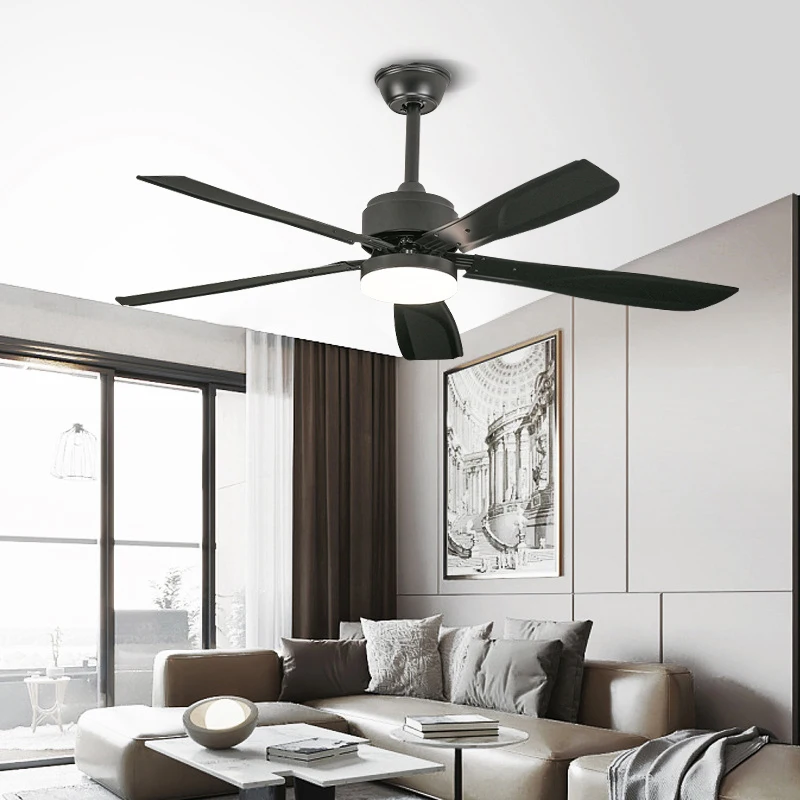 European Style Variable Frequency Fan Light Five Leaf Household Living Room Bedroom Study Large Wind Fan Pendant Light