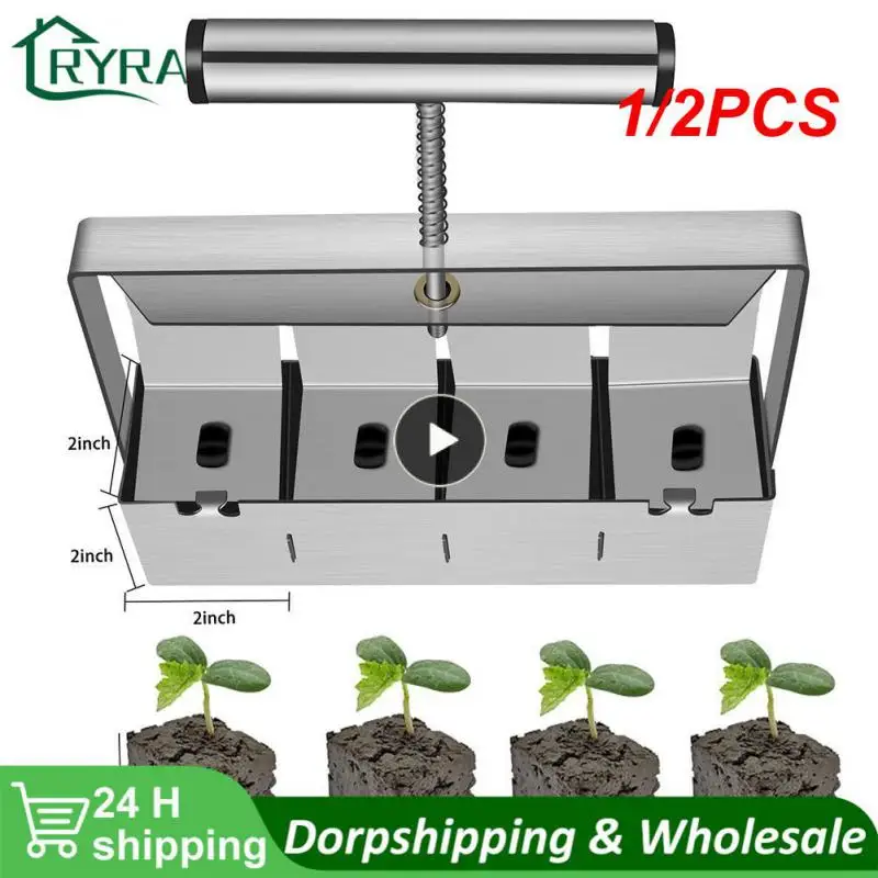 

1/2PCS Handheld Soil Blocker 2-Inch Soil Block Maker Soil Blocking Tool Home and Garden with Dibbles Dibbers for Garden Prep