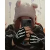 Unisex Adult Halloween Skeleton Skull Half Finger Gloves Glow in the Dark Fingerless Stretch Knitted Winter Mittens 3