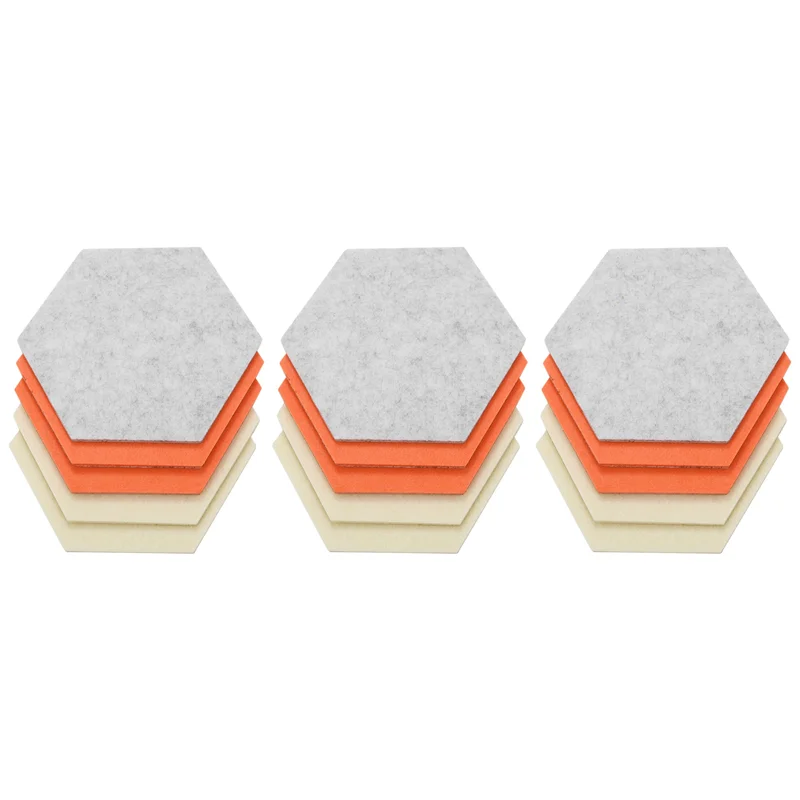 

15Pcs/Set Hexagon Felt Board Hexagonal Felt Wall Sticker Multifunction 3D Decorative Message Board Orange Gray Series