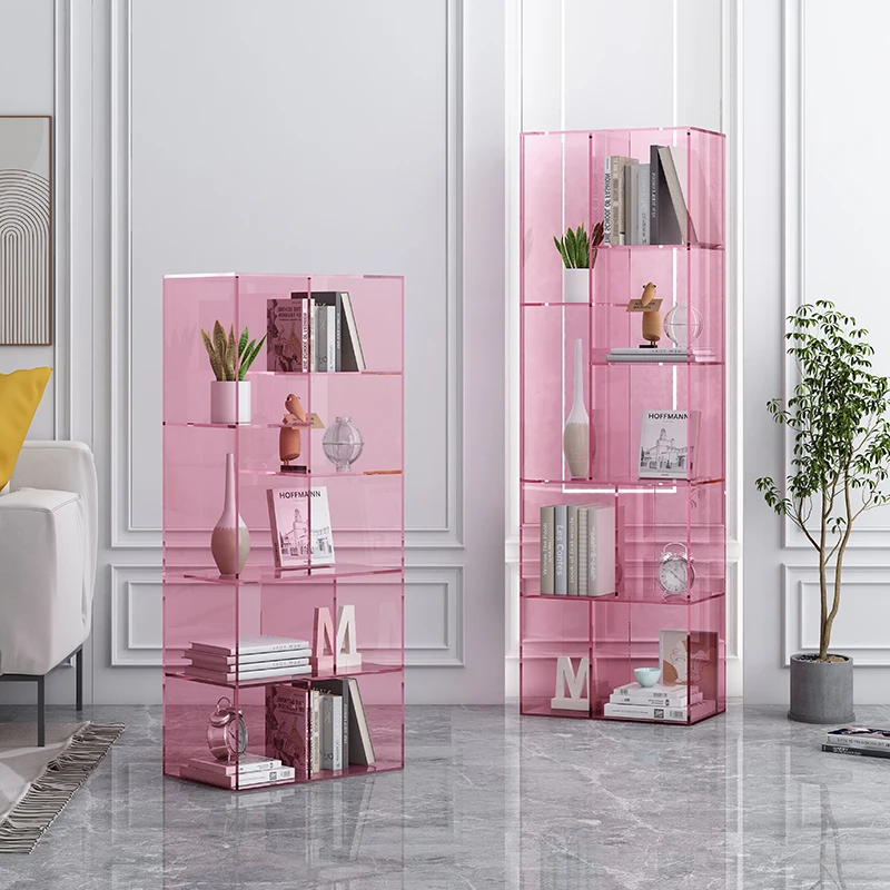 

Акриловая напольная книжная полка для гостиной, многоярусная демонстрационная стойка, полка для хранения, роскошный книжный шкаф для вина