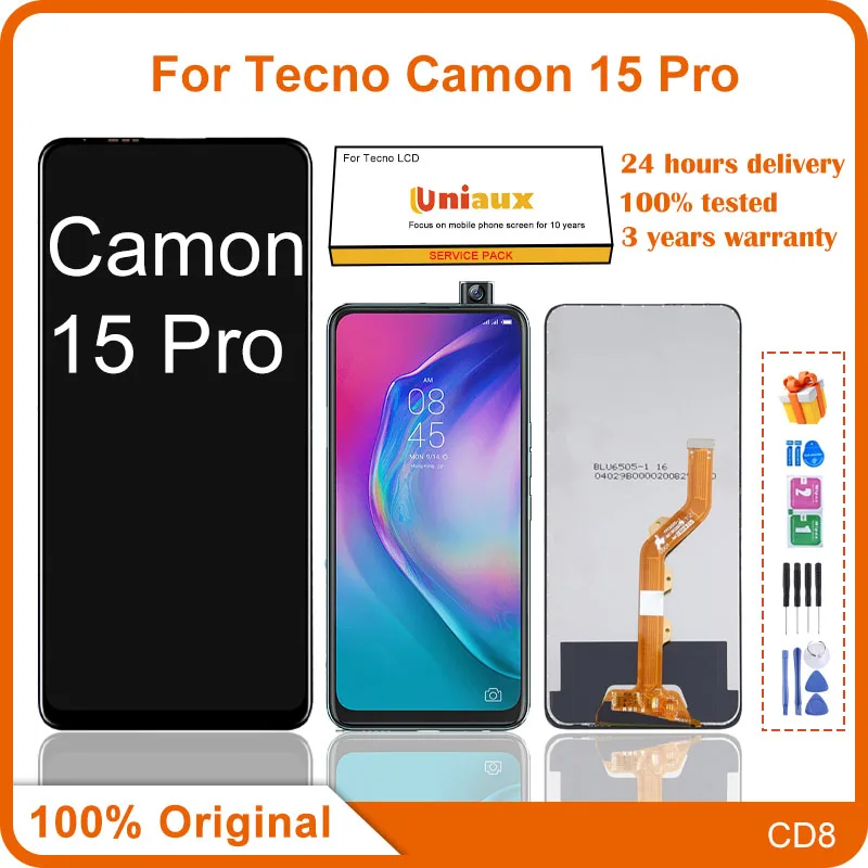 

6.6" Original For Tecno Camon 15 Pro CD8 LCD Display Touch Screen Digitizer Assembly Camon 15 Premier CD8J Replacement Parts