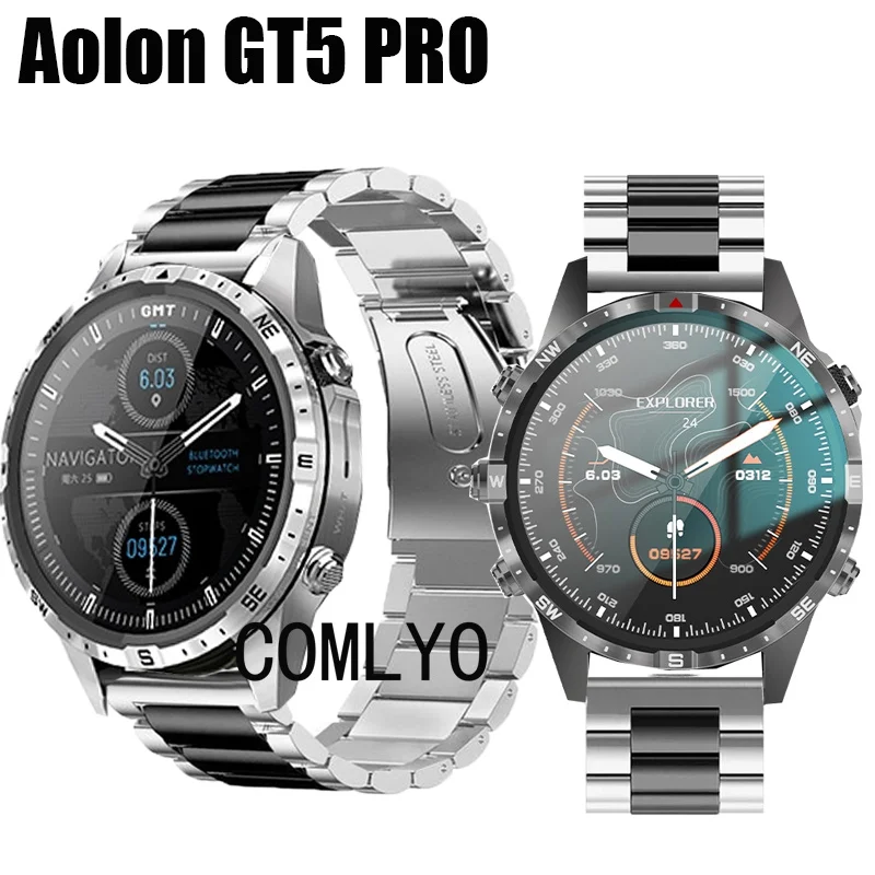 For Aolon GT5pro Smart Watch Strap Stainless Steel Metal Band