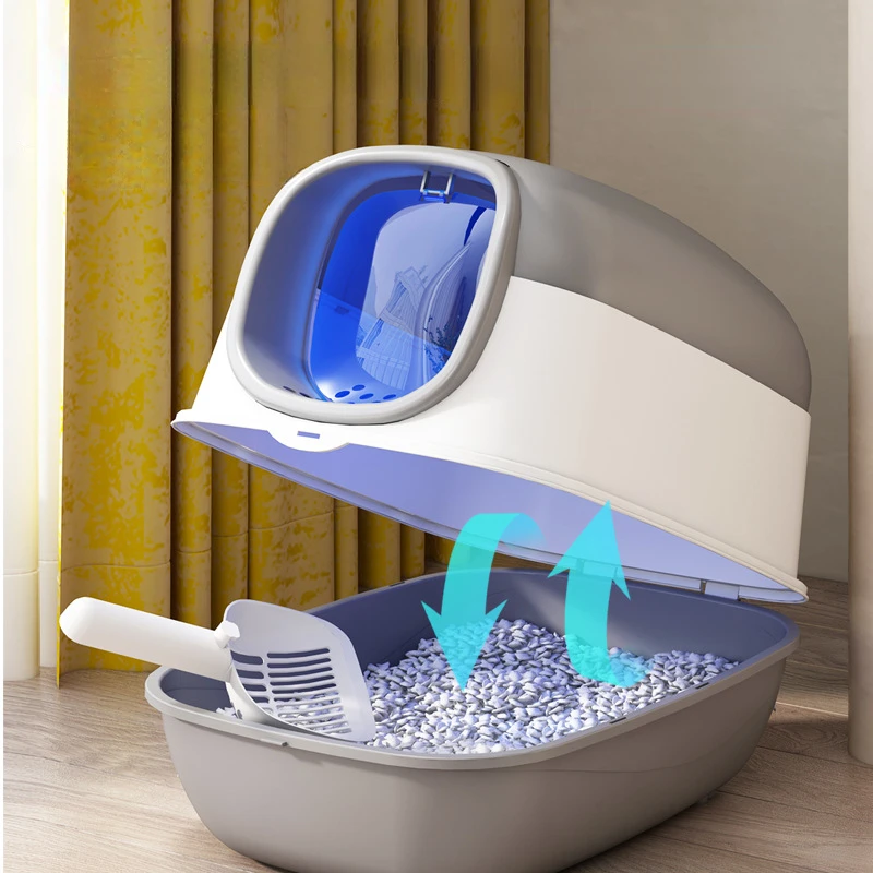

Enclosed New Cat Toilt Cat Litter Box Splashing Big Size Fully Toilet Sand Tray Anti Anti Odor Belt Sand Lettiera Pet Toilet