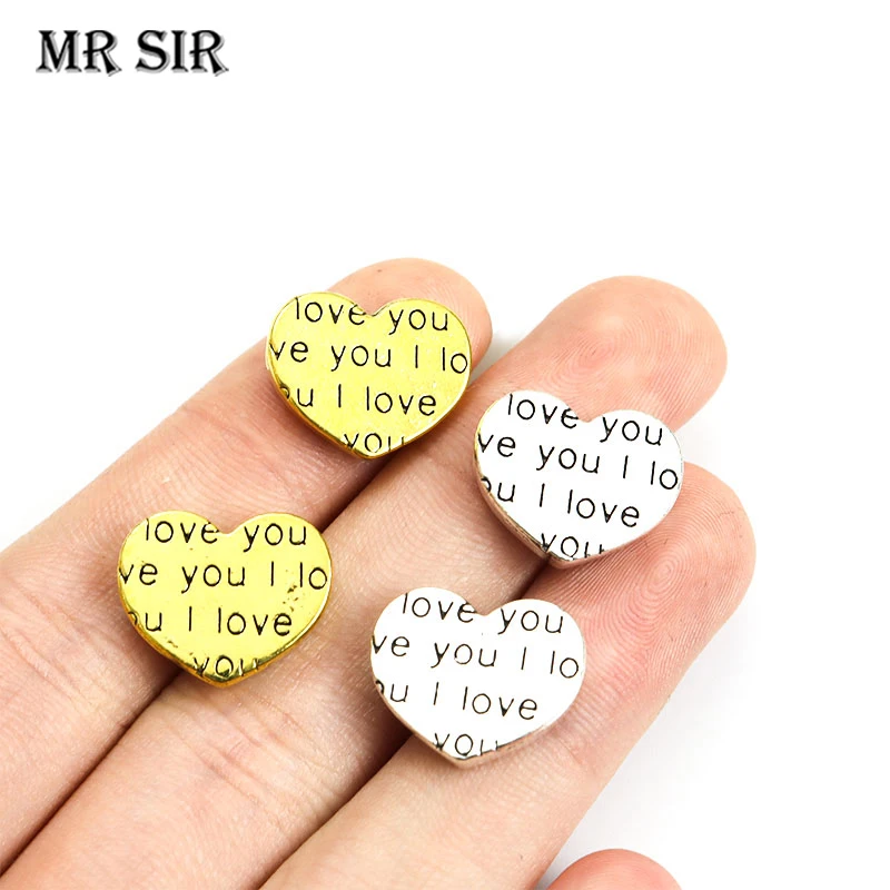 

Разделительные бусины в форме сердца «Я тебя люблю» 20 шт., подвески в античном стиле золотого/серебряного цвета, бусины россыпью для изготовления ювелирных изделий, аксессуары для браслетов своими руками, фурнитура