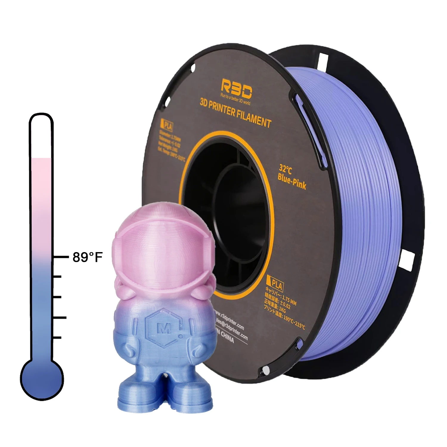 PLA PETG ABS TPU PP 우드 힙 나일론 카본, 롤 인쇄 3D 임프레소라 필라멘트, 따뜻한 변색, 1.75mm 1kg