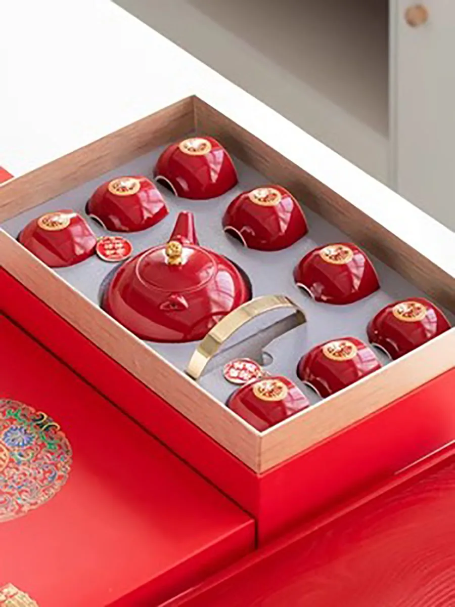 Ceramic Tea Set for Weddings, Home Teapot, Engagement and Dowry Gift, New lyweds