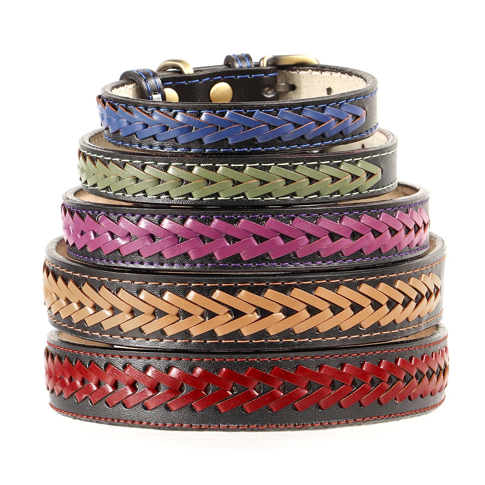 High Quality Leather Dog Braided Durable Pet Collars - PeticaDeals
