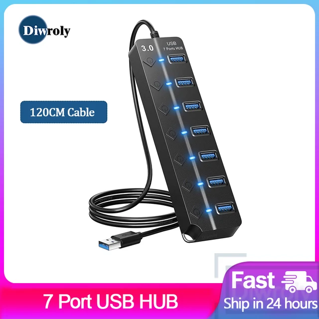 USB Hub 3.0 Multiprise USB High Speed Splitter 7 Port 2.0 Hub Power Adapter  Switch 120CM Long Cable with Multiple Expander Hub - AliExpress
