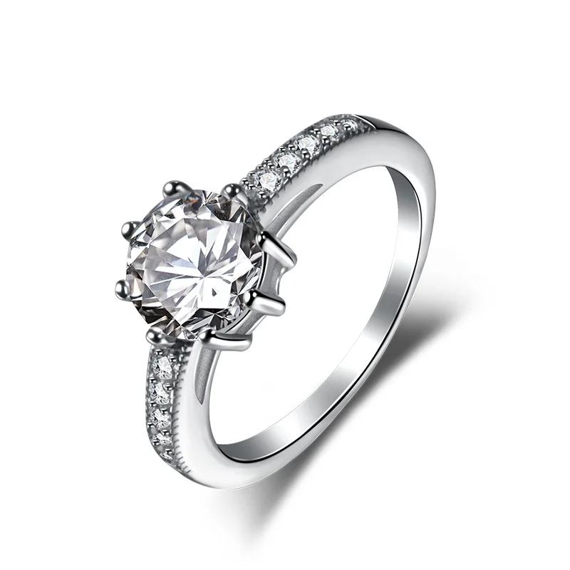 Alla Moda E Versatile 925 Argento T Family Style Otto Artigli Oro Bianco Zircone Un Carato Diamante Accessorio Da Sposa