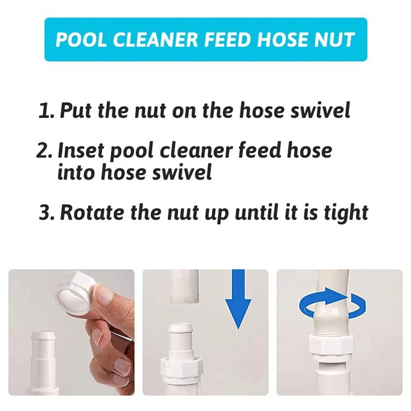 Swimming Pool Cleaning Kit Pool Cleaner Hose Swivel D20 And Hose Nut D15 Replace For Zodiac Polaris 280 180 380 3900 (9 Pack)