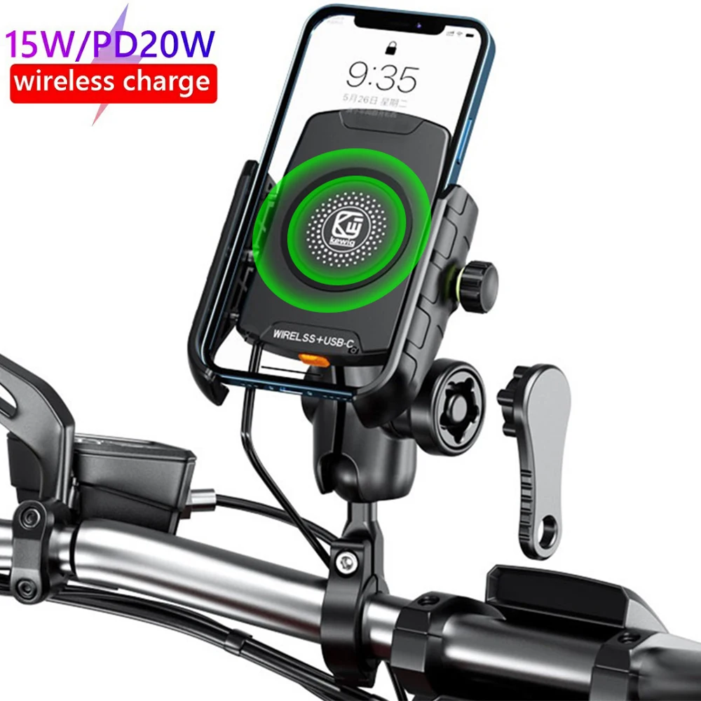 Wireless Charging Motorcycle Phone Holder with Quick Charge 3.0