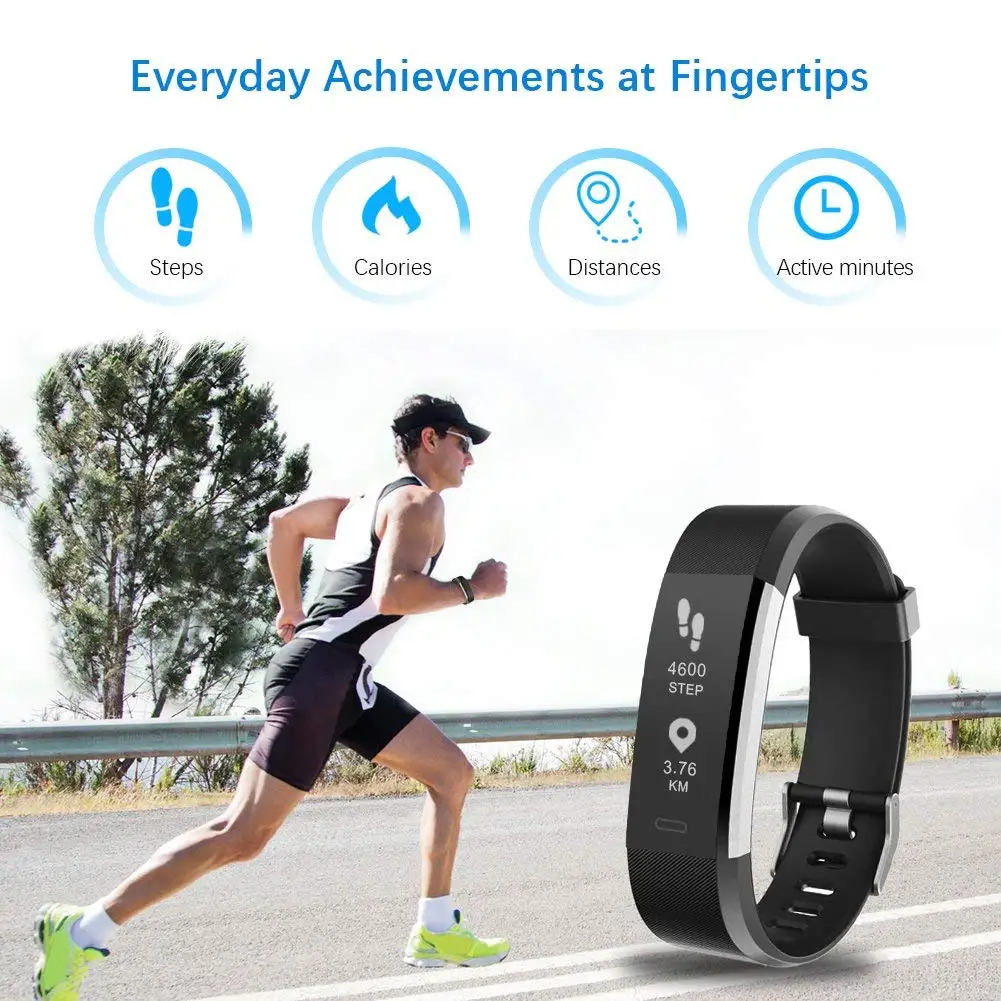 Smart Fitness Bracelet for Men & Women Pedometer Heart Rate Blood Pressure Fitness Tracker Bluetooth Smartwatch