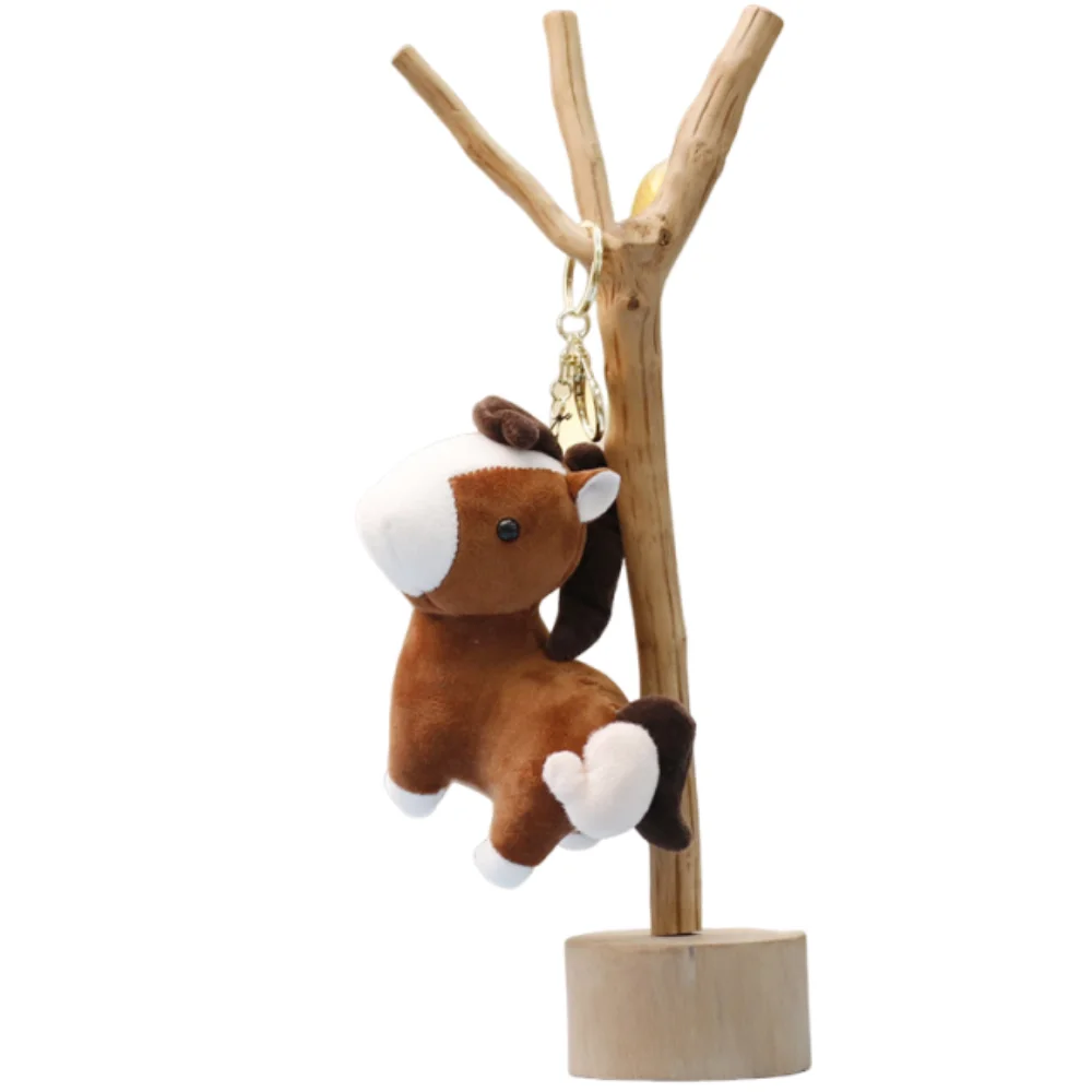 Creative Pullable Horse Pendant Soft Plush Horse Doll Pendant Kawaii Good Luck Stuffed Animal Keyring Backpack Pendant