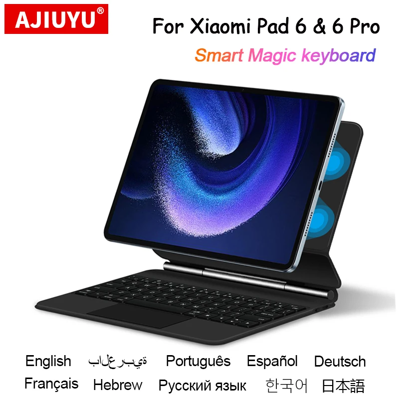 Teclado Mágico para Xiaomi Pad Pro 11 mi Pad Mipad6 Estojo de Proteção Magnética Teclado Trackpad Hebraico Alemão Japonês