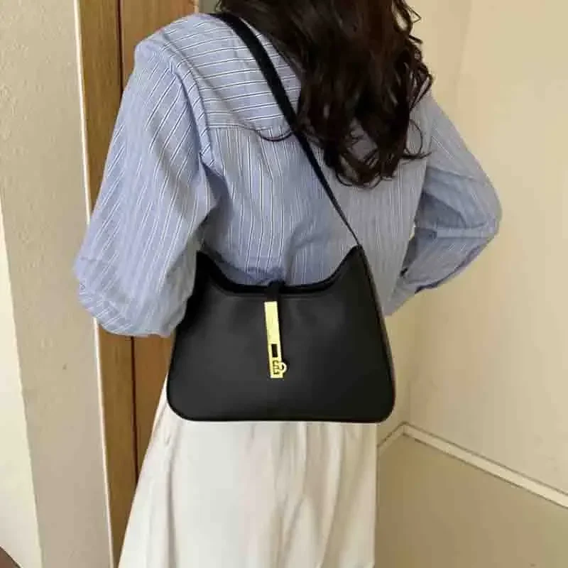 Luxury PU Leather Shoulder Bag for Women Casual Solid Color