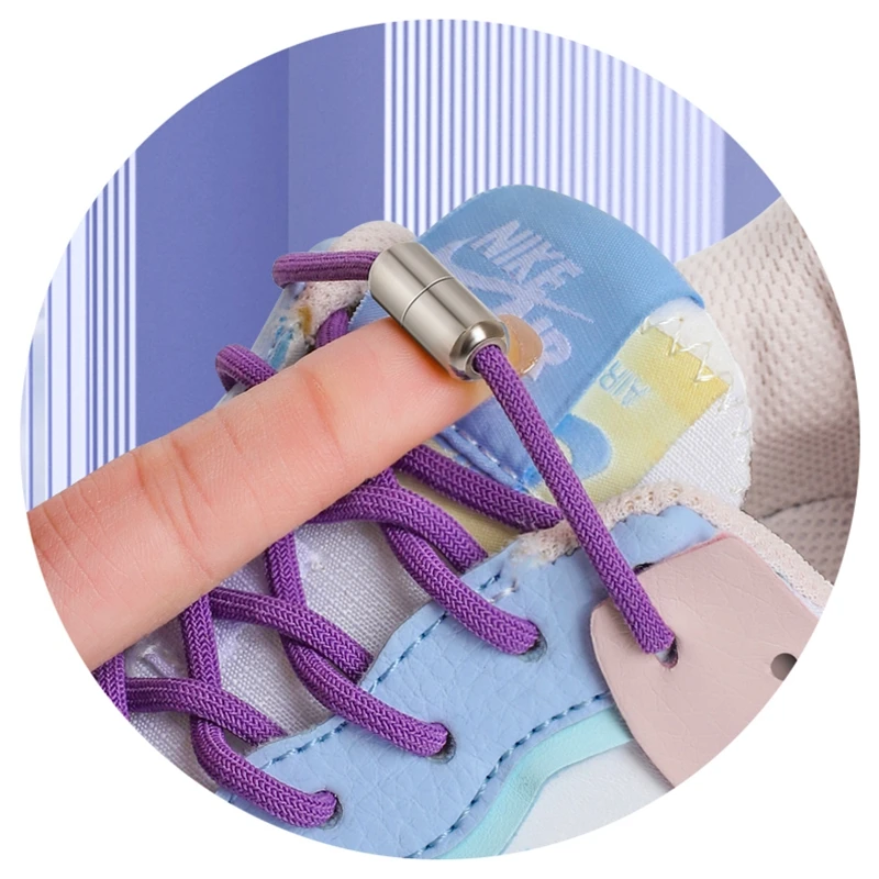 

Round Shoelaces Without Ties Elastic Shoe Laces For Sneakers Child Aldult Fast Safety No Tie Shoes Lace Black Lazy Shoelace