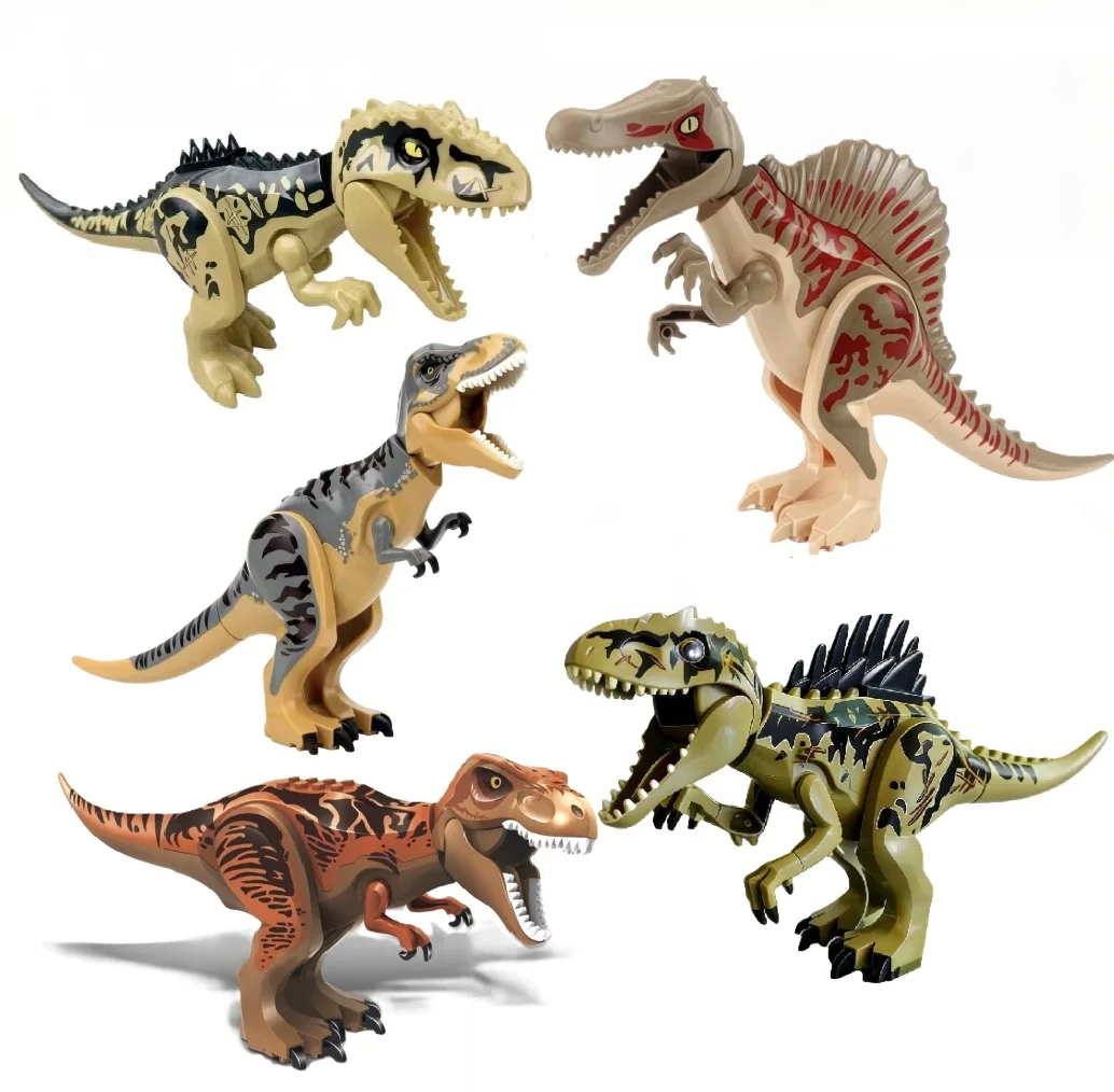 Jurassic World Dinosaur Building Blocks Toys Large Tyrannosaurus Rex Giganotosaurus Spinosaurus Figures Educational Gift