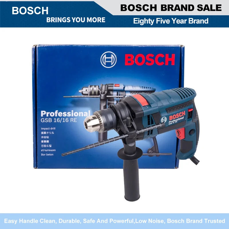 Bosch GSB 500/10RE/13RE/16RE 750W Heavy-Duty Impact Drill Multi-Function Electric Screwdriver Drill for Brick Ceramic Metal Wood wiseup impact drill 2 functions electric rotary handle hammer drill screwdriver power tools for drilling steel wood ceramic