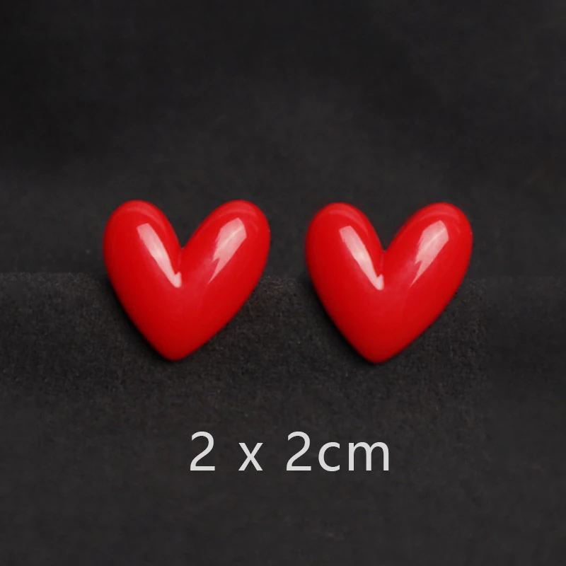 2Pcs Women Cute Red Heart Brooches Romantic Love Heart Resin Pins Mini Decorative Fashion Lovers Gift Clothes Bag Accessories