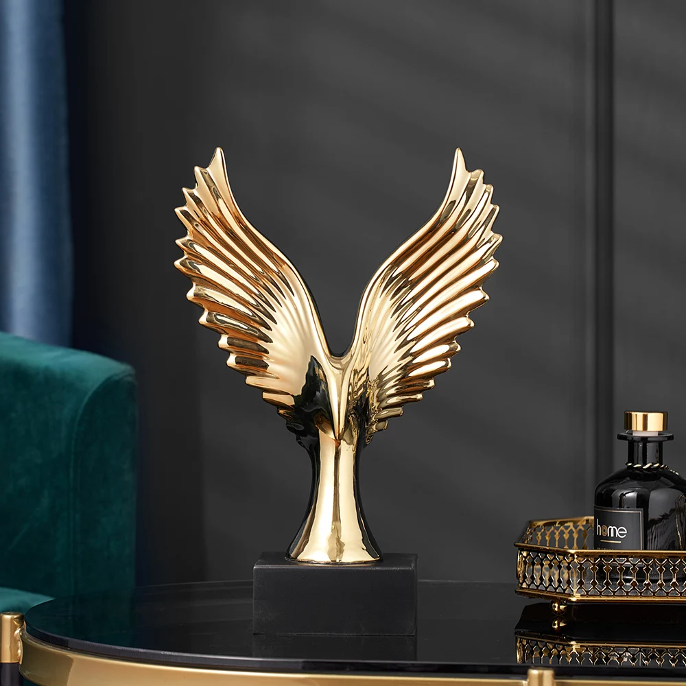 

Porcelain Crafts Extravagant Office Decoration Modern Home Decor Statue Desktop Ornaments Abstract Golden Sculptures & Figurines