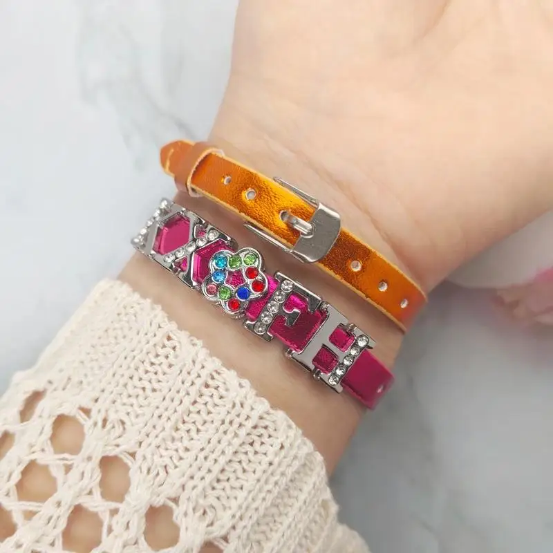 10pcs/lot Metal Smooth PU Leather wristband mix colors 8x210mm fit