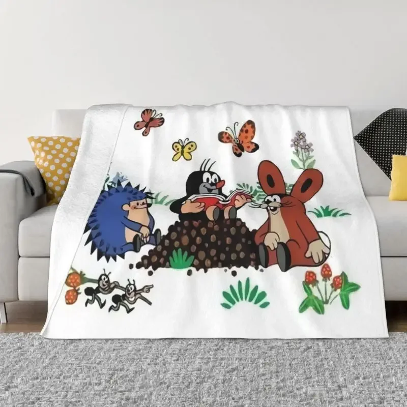 

Mole Krtek Cartoon Comic Blankets Breathable Soft Flannel Winter Cute Little Maulwurf Throw Blanket for Sofa Travel Bedding