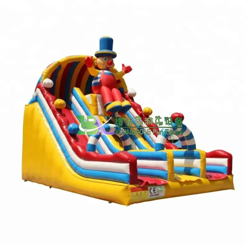 

New Style Cartoon inflatable slides/ Clown kids inflatable double lane slide