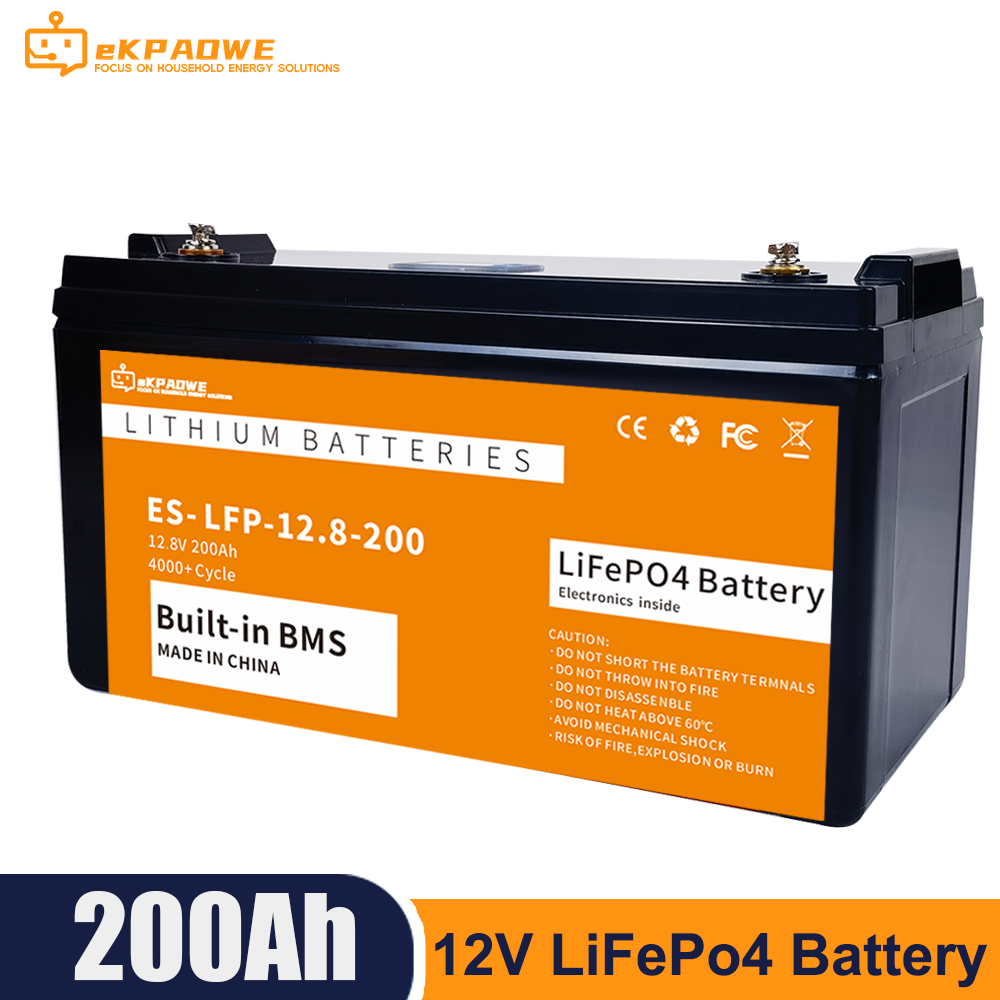 LiFePO4 12V 200Ah 100Ah 12.8V 100Ah 200Ah Battery Pack 51.2V 10kWh Grade A 6000+ Cycles RV Golf Cart Boat Solar Battery