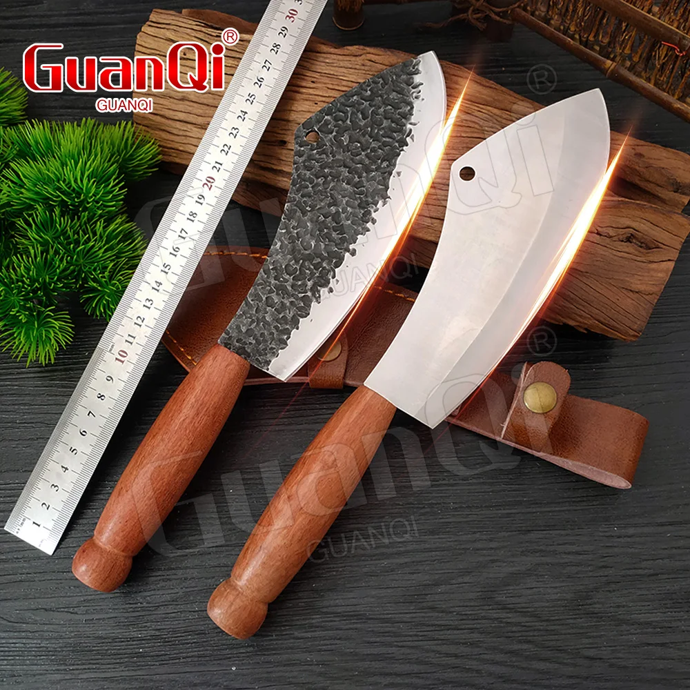 1 2PCS Steel Chef Knife Kitchen Cleaver Knives Sharp Chinese