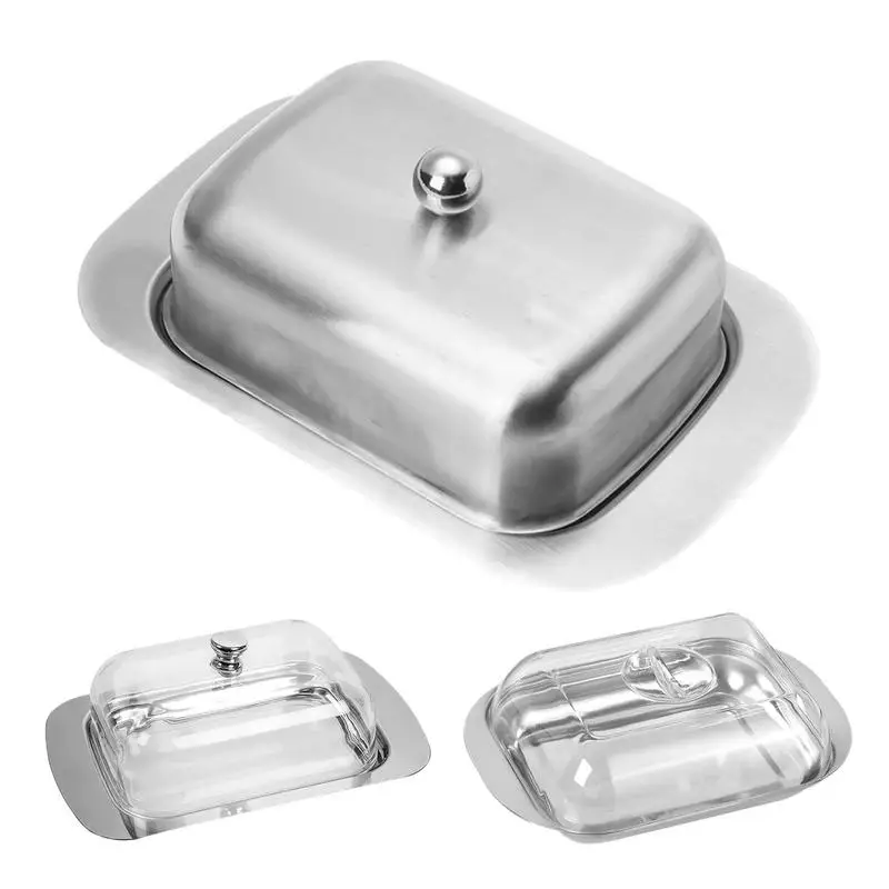 

Butter Dish Stainless Steel Butter Dish With Lid NonSlip Butter Holder Protable Airtight Butter Container For Home Kitchen Decor