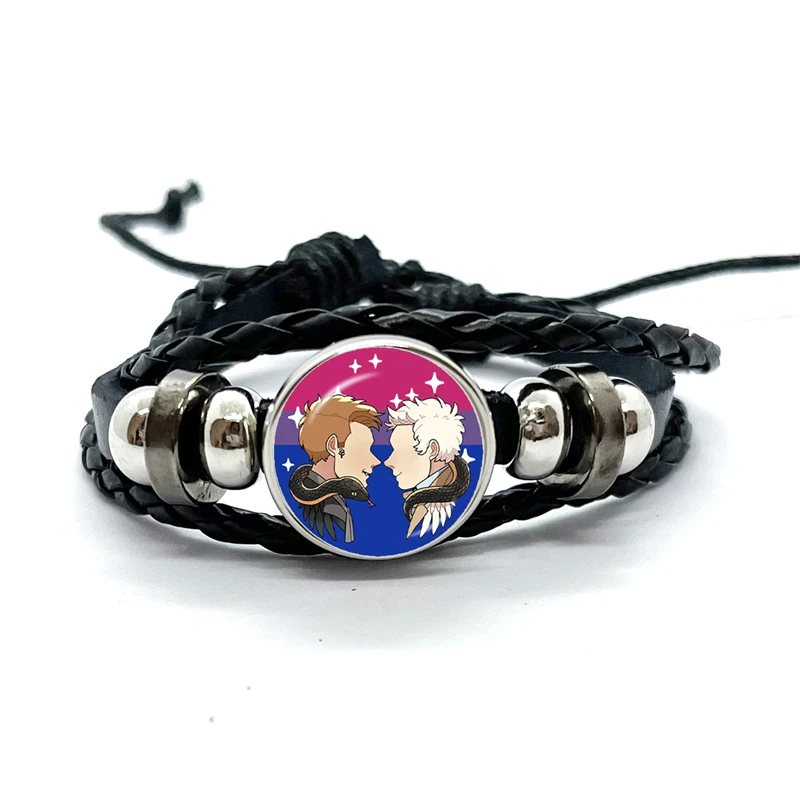Good omens Leather Bracelets Angel Colourful contexts Funny Multilayer Braided Bracelets Bangles Handmade Jewelry Gifts 6