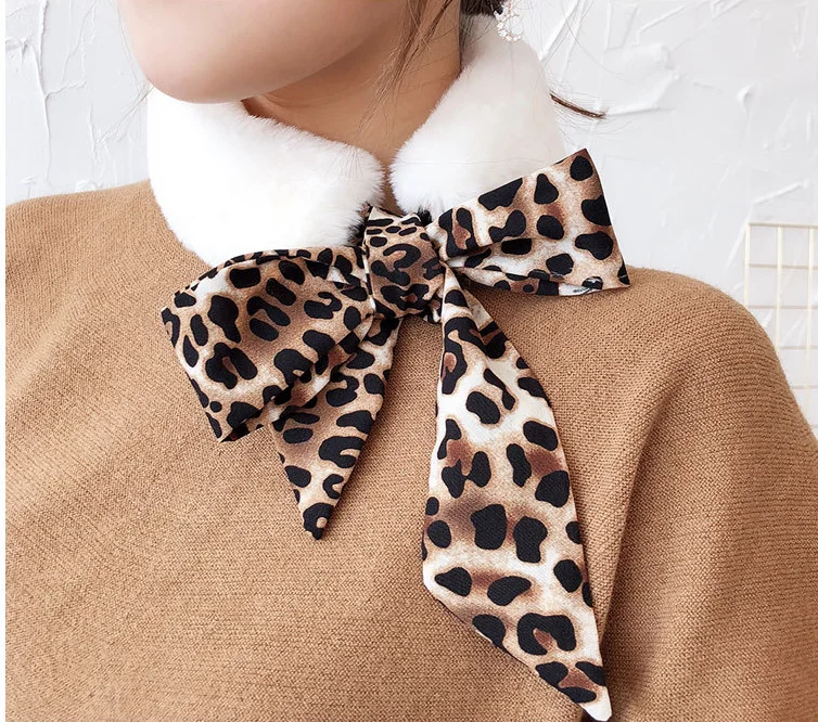 2022 New Leopard Printed Silk Scarf Women Scarf Warm Soft Cashmere Thicken Shawls Scarves for Women Scarves Women Ring Present