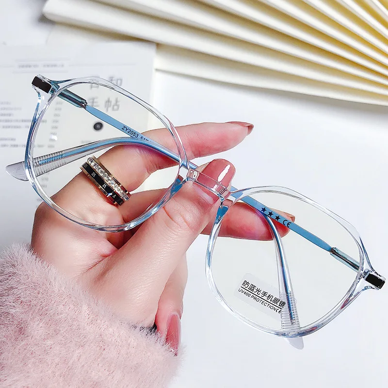 

Transparent MYopia Glasses Irregular Polygon Sweet Frame Women and Men Anti Blue Light Round Glasses Optical Glasses Lenses