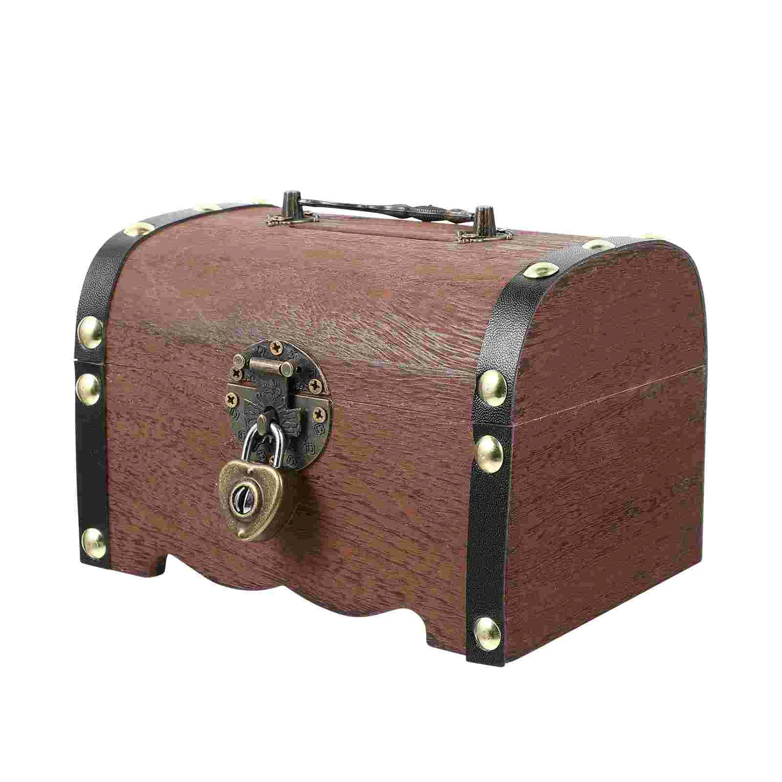 

Vicasky Ornament Storage Boxes Porch Pirate Lock Box Retro Wooden Treasure Chest Storage Box