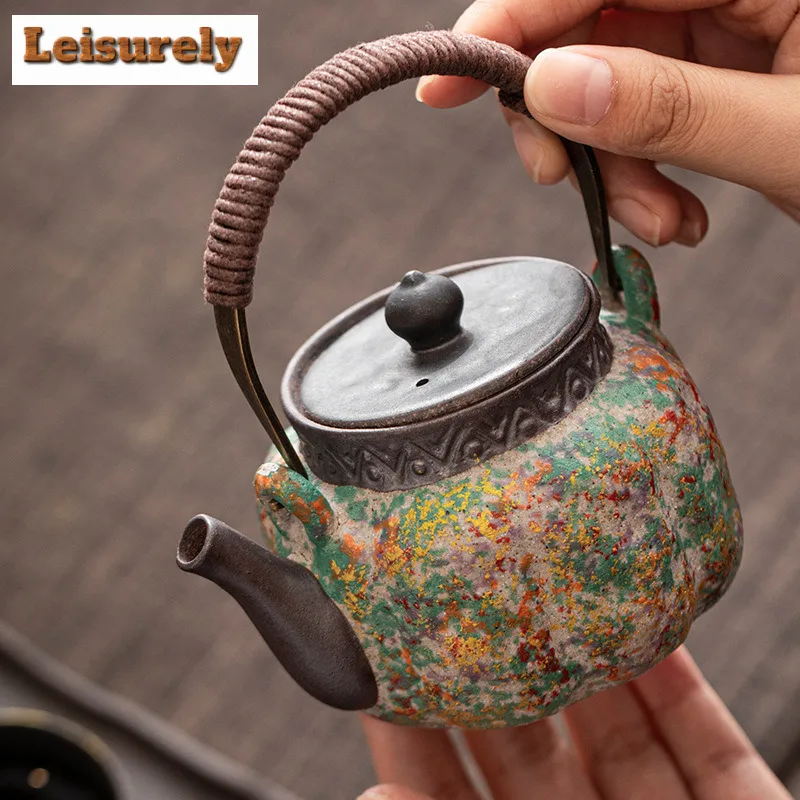 210ml Lifting Handle Teapot Elegant Tea Infuser Pot Tea Maker Kettle With Ball Hole White Tea Chinese Tea Set Collection Craft